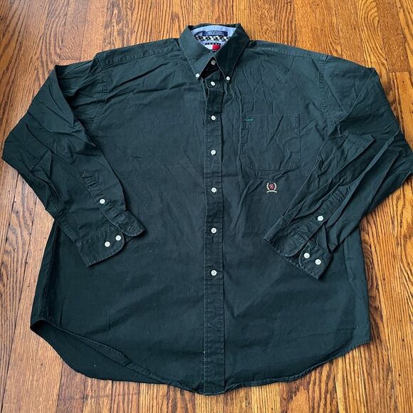 Other - Tommy Hilfiger Men XL Dark Green Oxford Crest Logo Long Sleeve Button Down Shirt